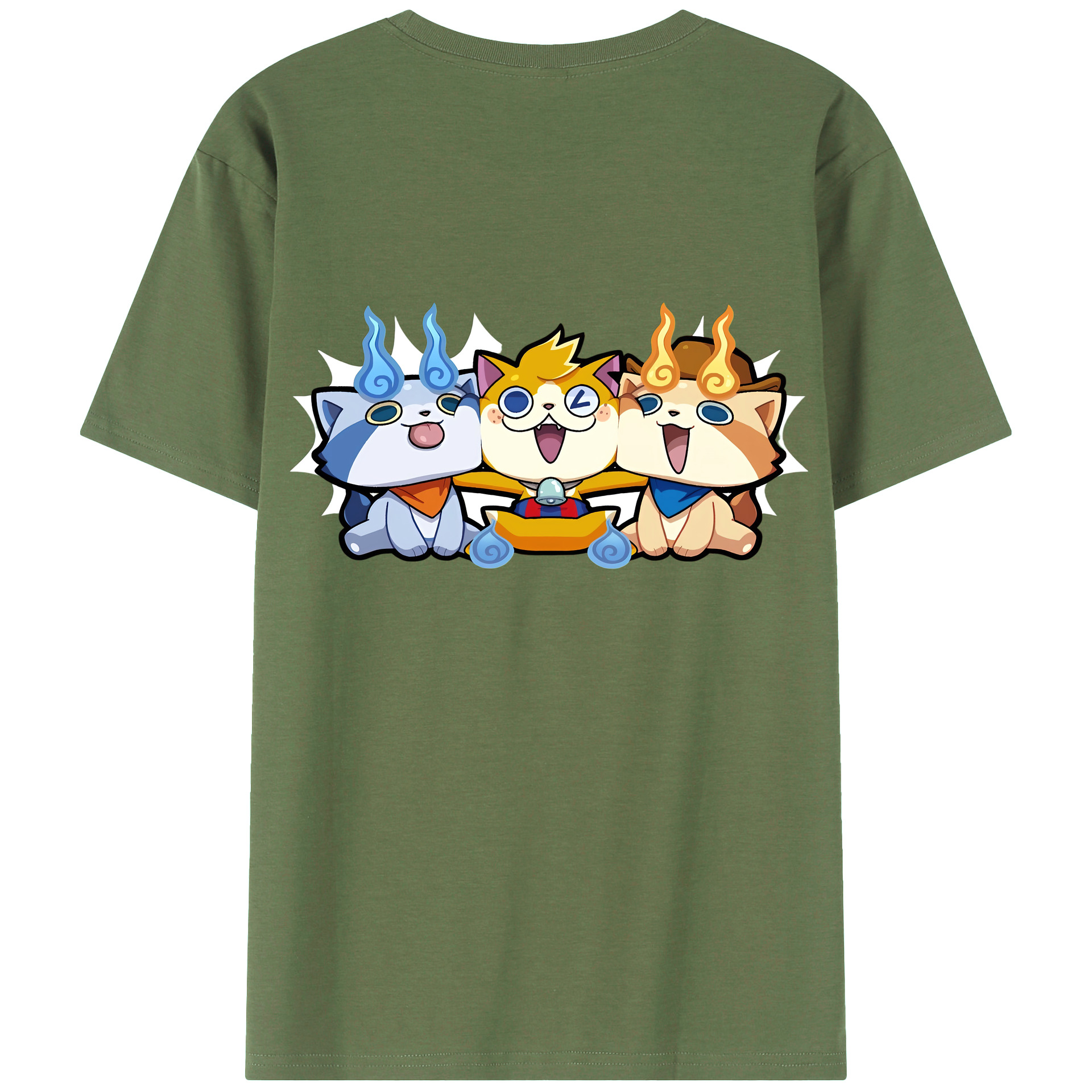 （画像用） 妖怪ウォッチ Yo-kai Watch 綿100％ メンズ半袖Tシャツ（バックプリント） 通気性
